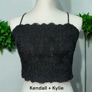 *BOGO* Kendall + Kylie Black Lace Mesh Crop tank top
